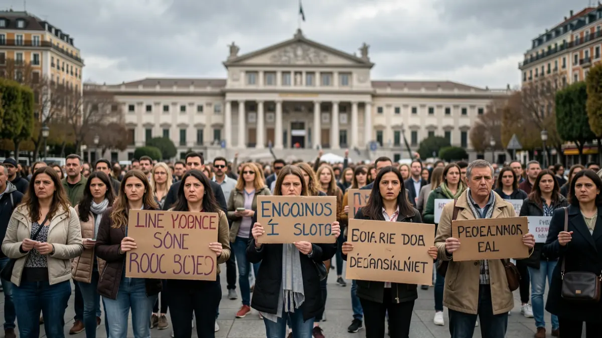 Generic image of teachers protesting in front of an official building.