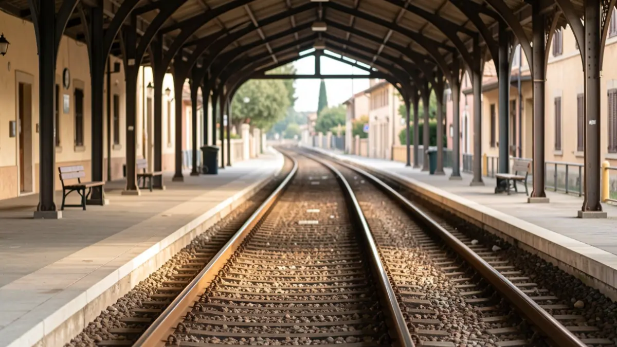 Imatge genèrica d'una estació de tren buida amb vies.