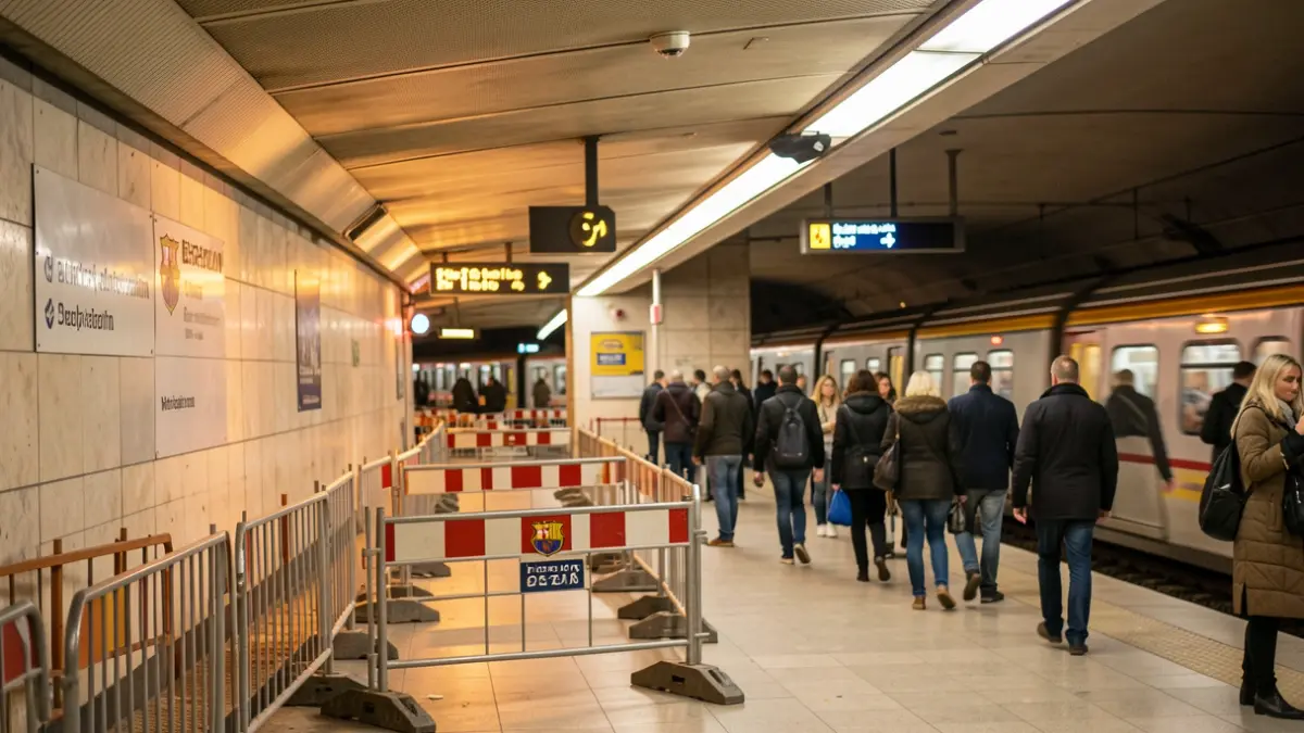 Imatge genèrica d'obres en una estació de metro de Barcelona.
