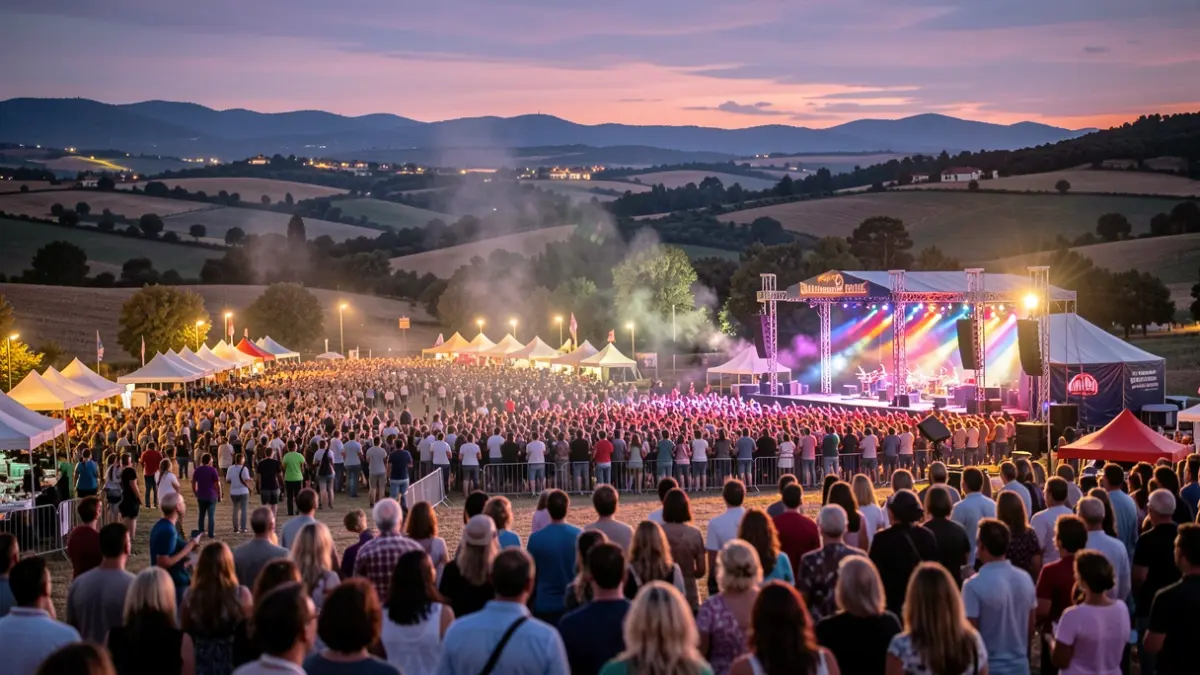 Imagen genérica de un festival de música al aire libre al atardecer.