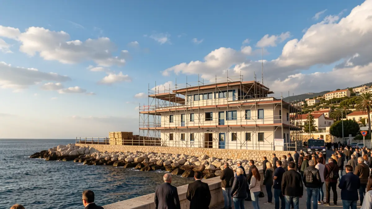 Imatge genèrica d'una comissaria de policia en construcció a la costa mediterrània.