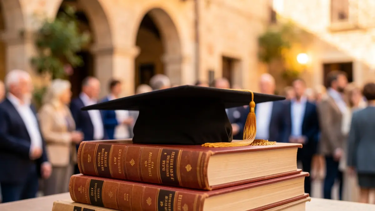 Imatge genèrica d'un capell de graduació sobre llibres.