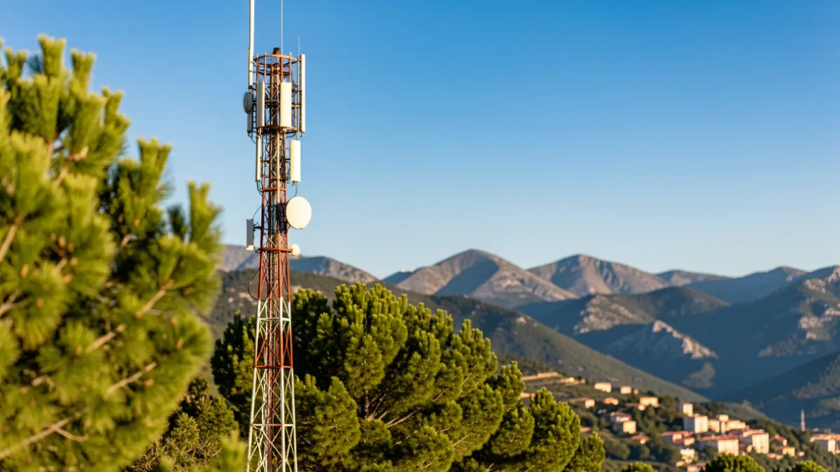 Generic image of a mobile phone antenna in a mountainous environment.