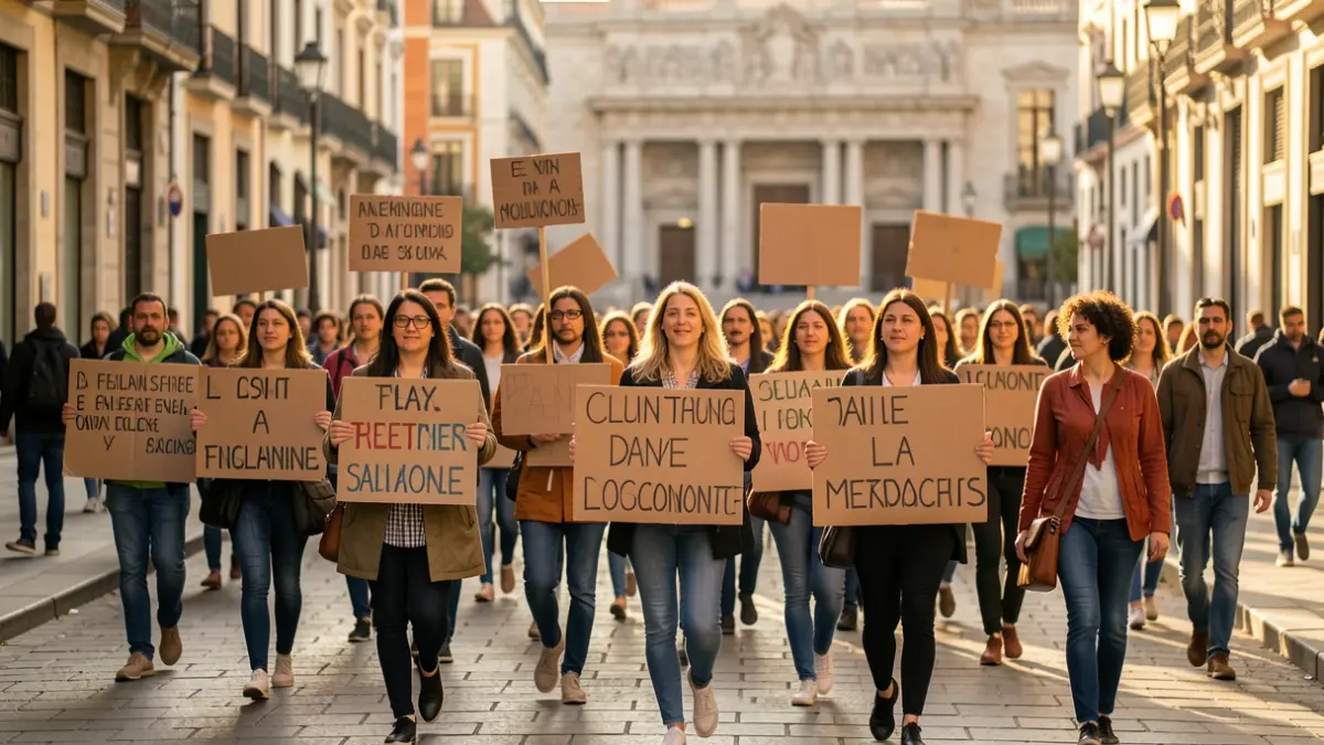 Generic image of teachers protesting in Barcelona.