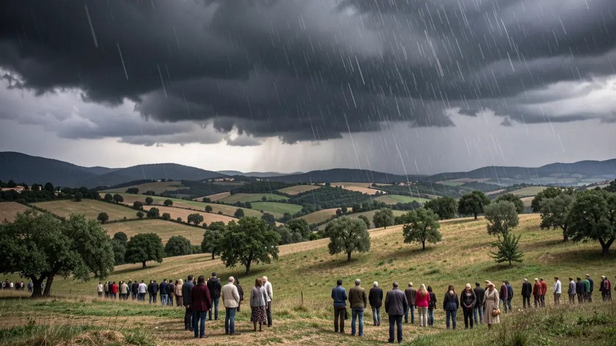 Imagen genérica de nubes de tormenta sobre un paisaje catalán.