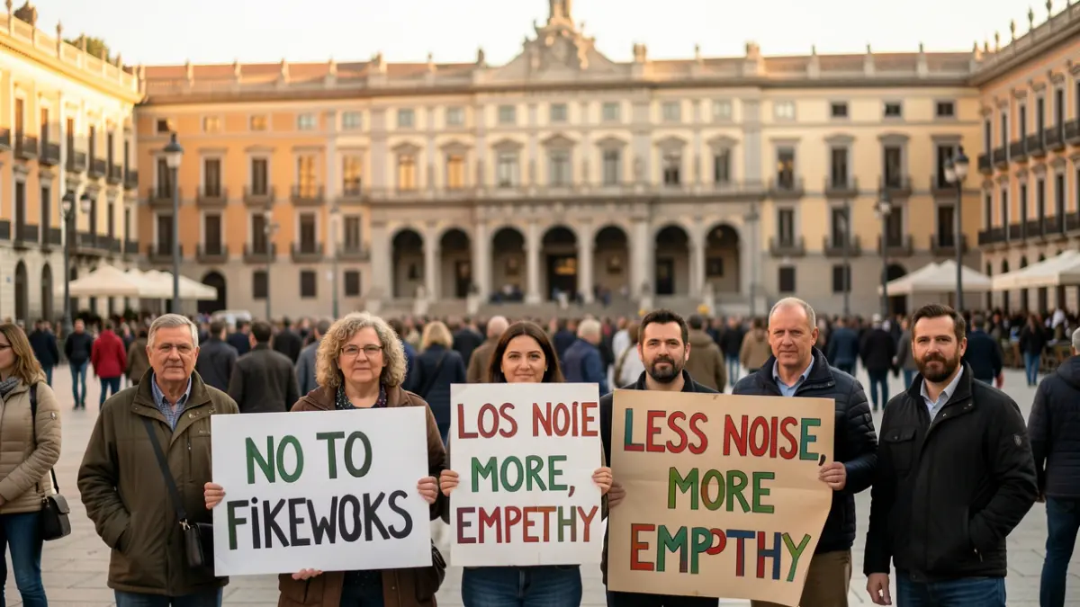 Manifestació a Barcelona demanant regular la pirotècnia per Sant Joan.