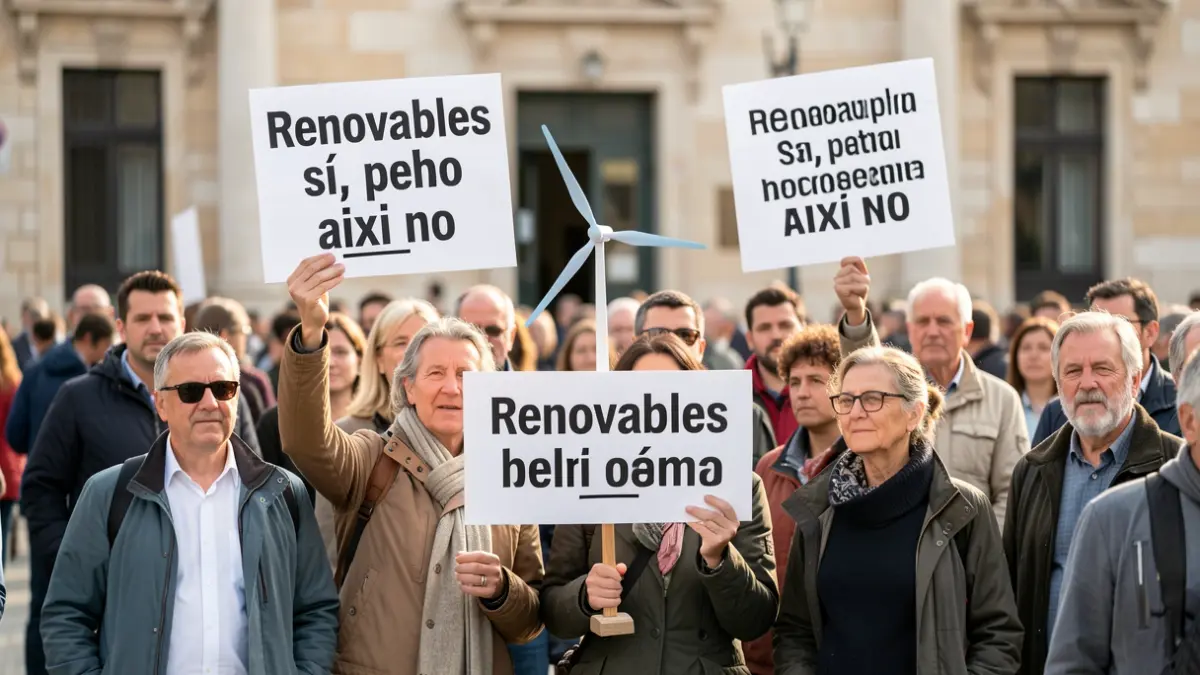 Manifestación contra macroproyectos energéticos en Girona.