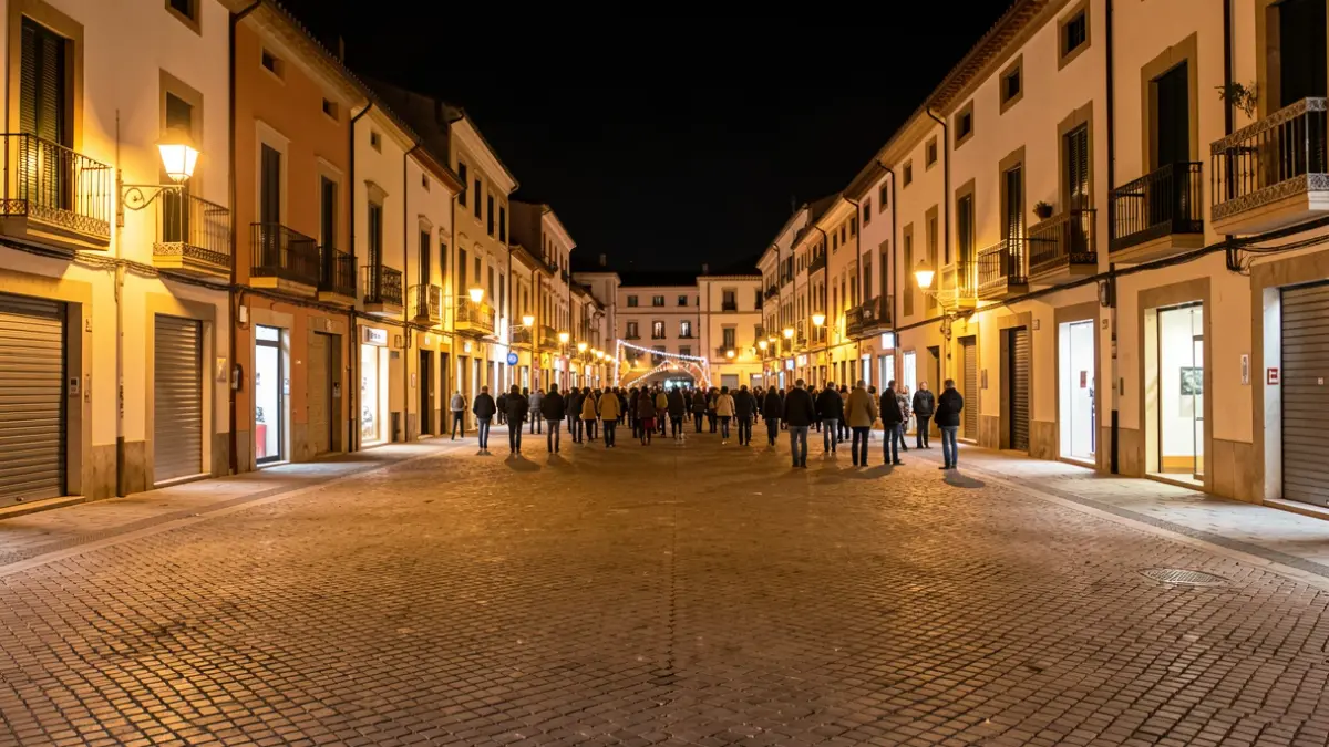 Generic image of a city square at night.