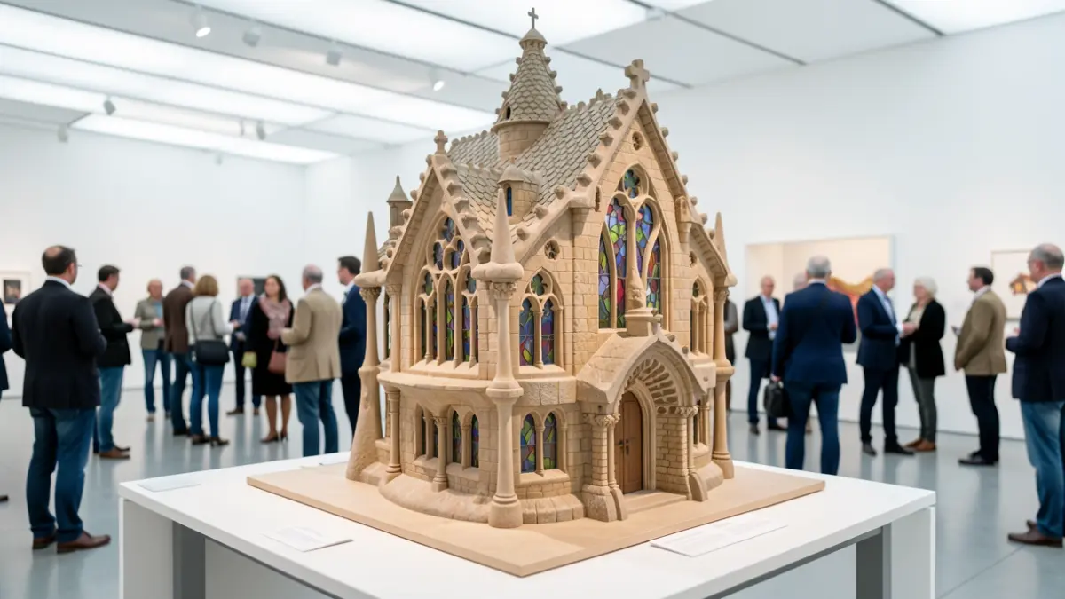 Maqueta d'una capella inspirada en Gaudí.
