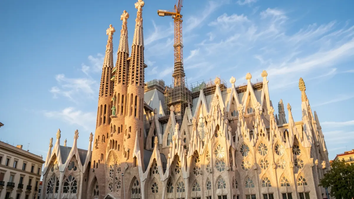 Imatge de la Basílica de la Sagrada Família amb la Torre de Jesús recentment inaugurada.