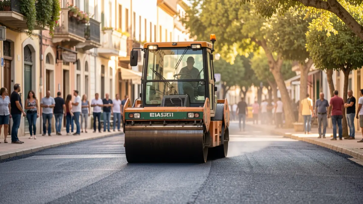 Generic image of street asphalt paving work.
