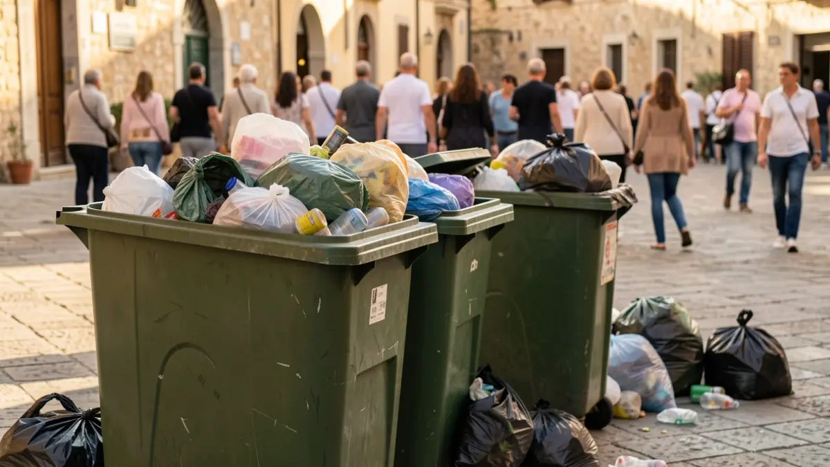 Generic image of overflowing trash bins in a municipality.