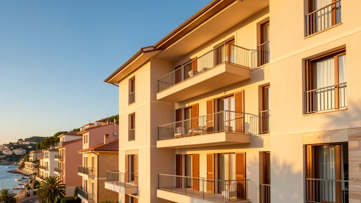 Imatge genèrica d'un edifici residencial en una zona costanera mediterrània.