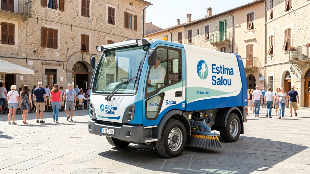 Nuevo vehículo de limpieza viaria de Salou con la imagen corporativa 'Estima Salou'.