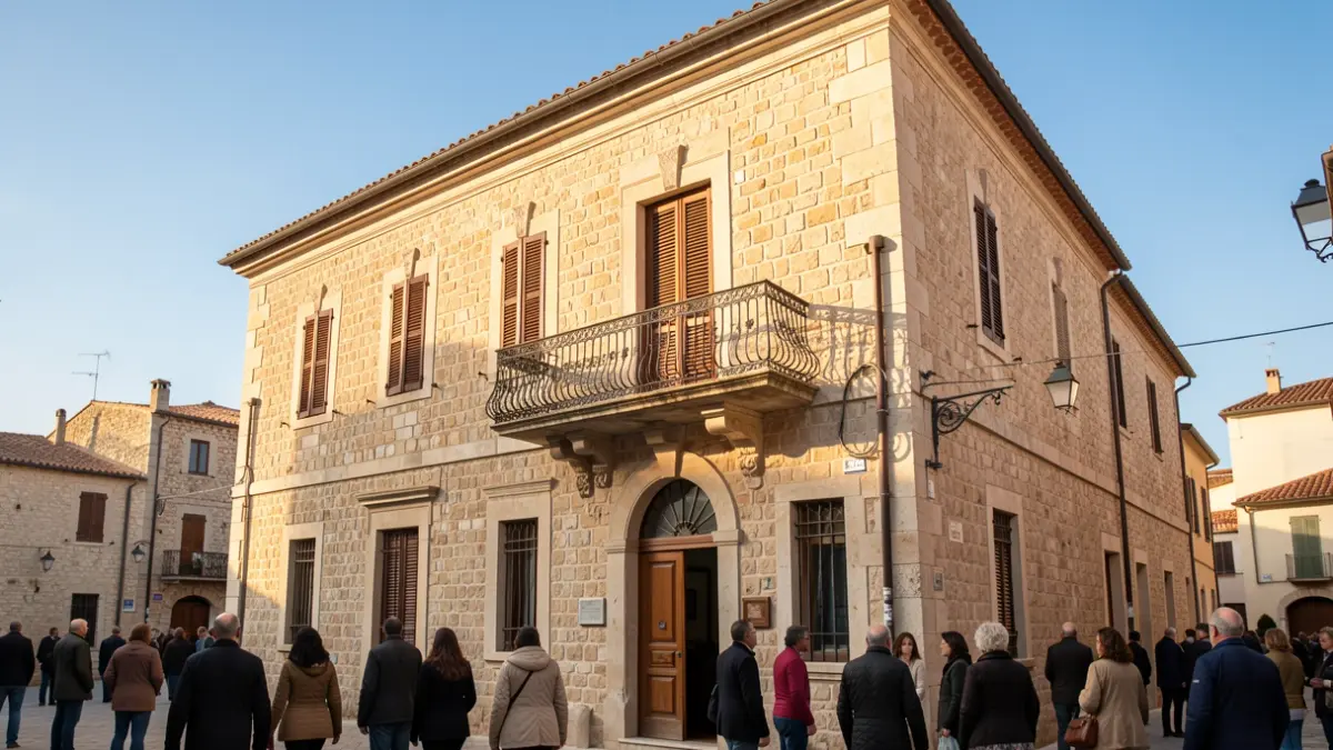 Fachada del ayuntamiento de El Vendrell en un día soleado.