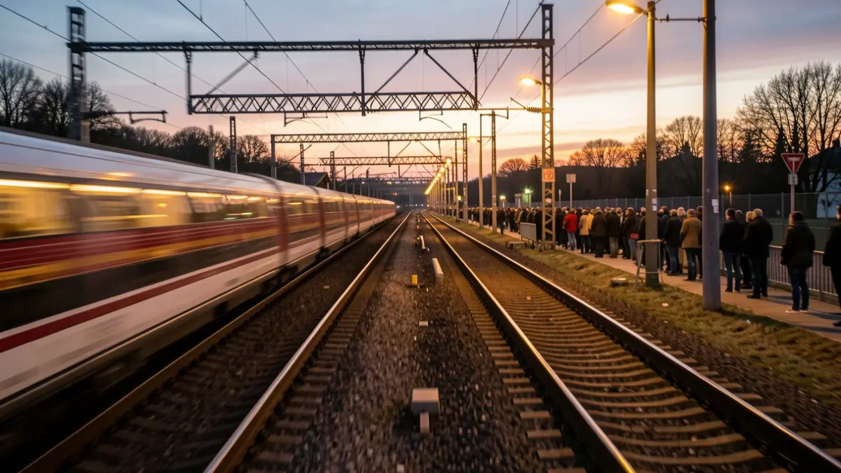 Imatge genèrica de vies de tren d'alta velocitat al capvespre.