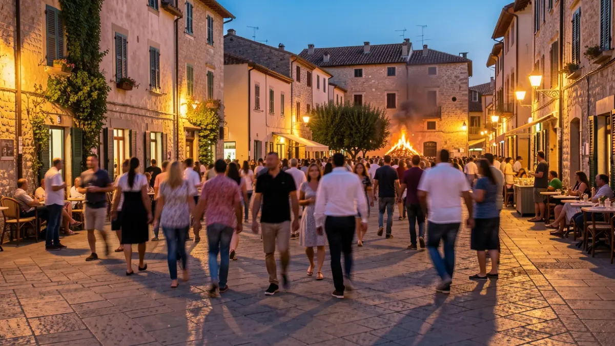 Imatge genèrica d'una celebració de cultura popular amb foc i música al carrer.