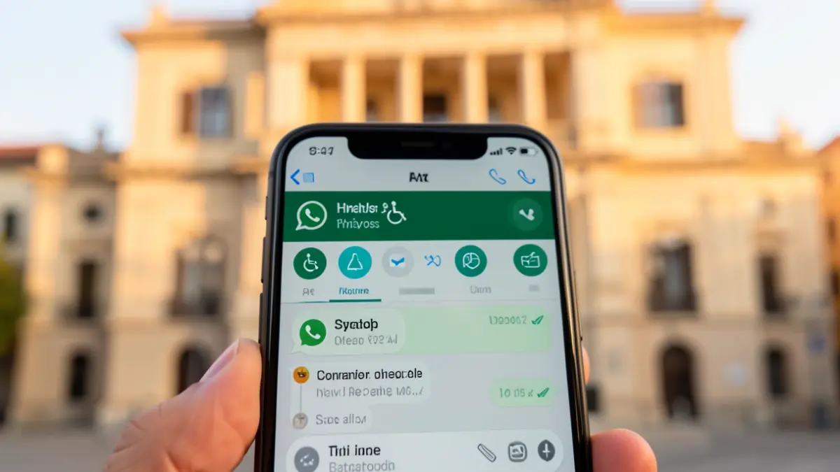 Pantalla d'un telèfon mòbil amb un canal de WhatsApp per a capacitats diverses.