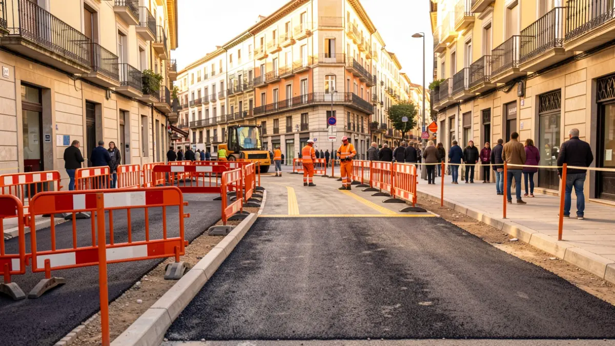 Imatge genèrica d'obres de millora de voreres i passos de vianants a Terrassa.