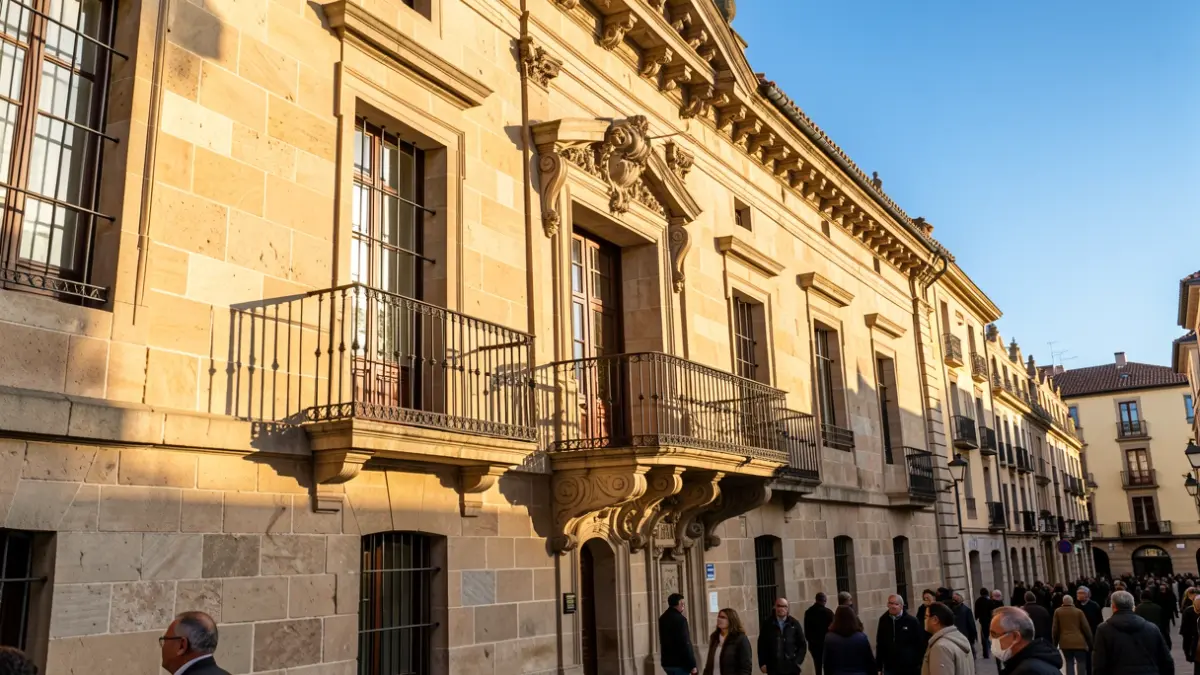 Generic image of a Catalan town hall with a balcony and afternoon light.
