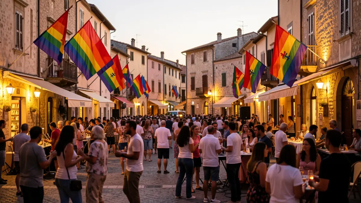 Imatge genèrica d'una celebració comunitària amb banderes LGTBIQ+.