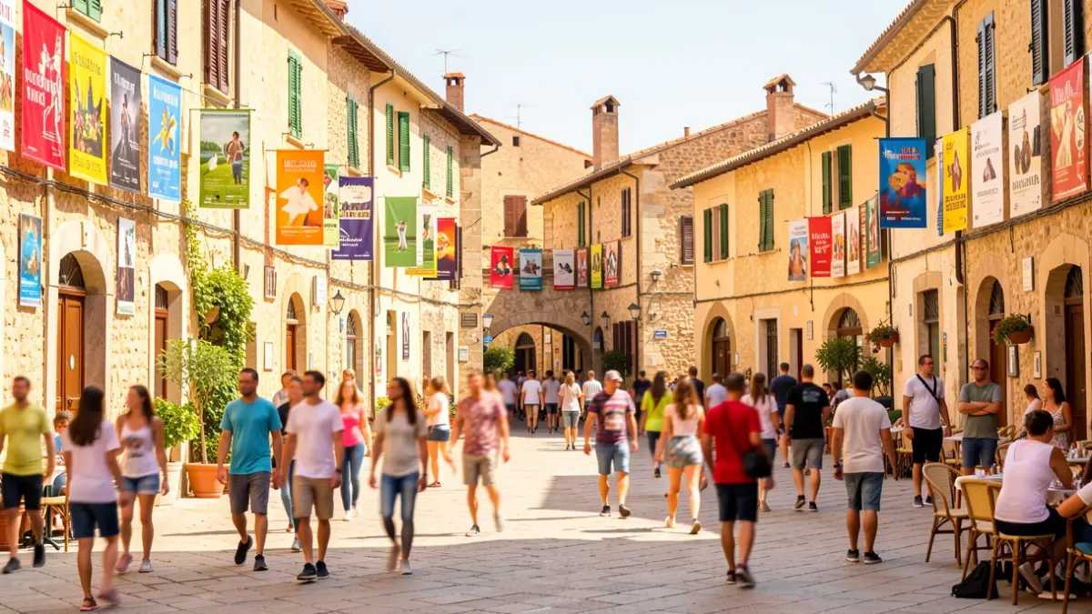Imatge genèrica d'una plaça mediterrània amb activitats juvenils.