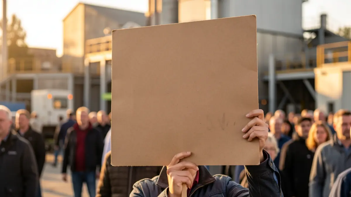 Treballadors manifestant-se contra els acomiadaments a la indústria automobilística.