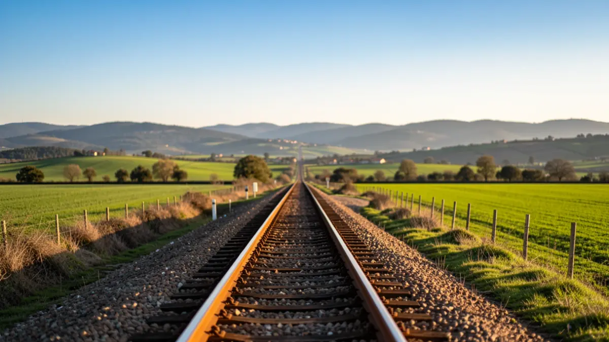 Imagen genérica de vías de tren en un paisaje rural catalán.