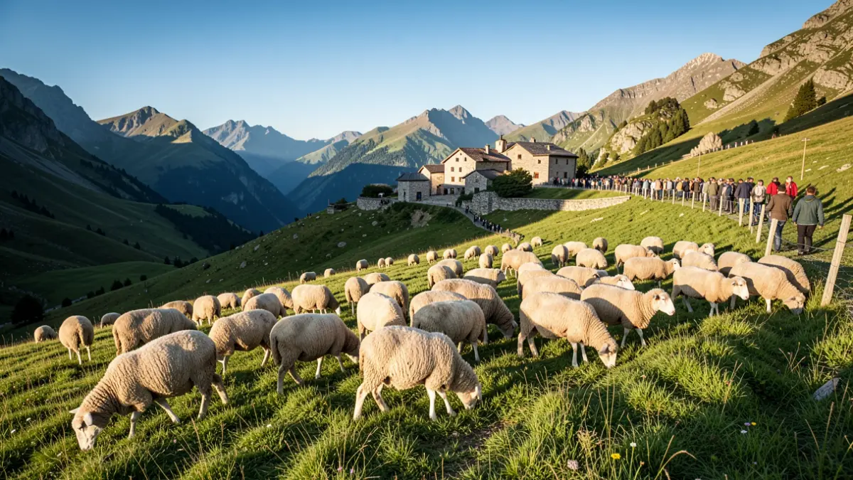 Imatge genèrica d'un ramat d'ovelles pasturant a la muntanya.