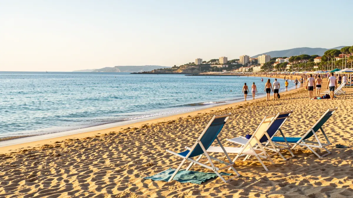 Generic image of a beach with adapted chairs in Salou.