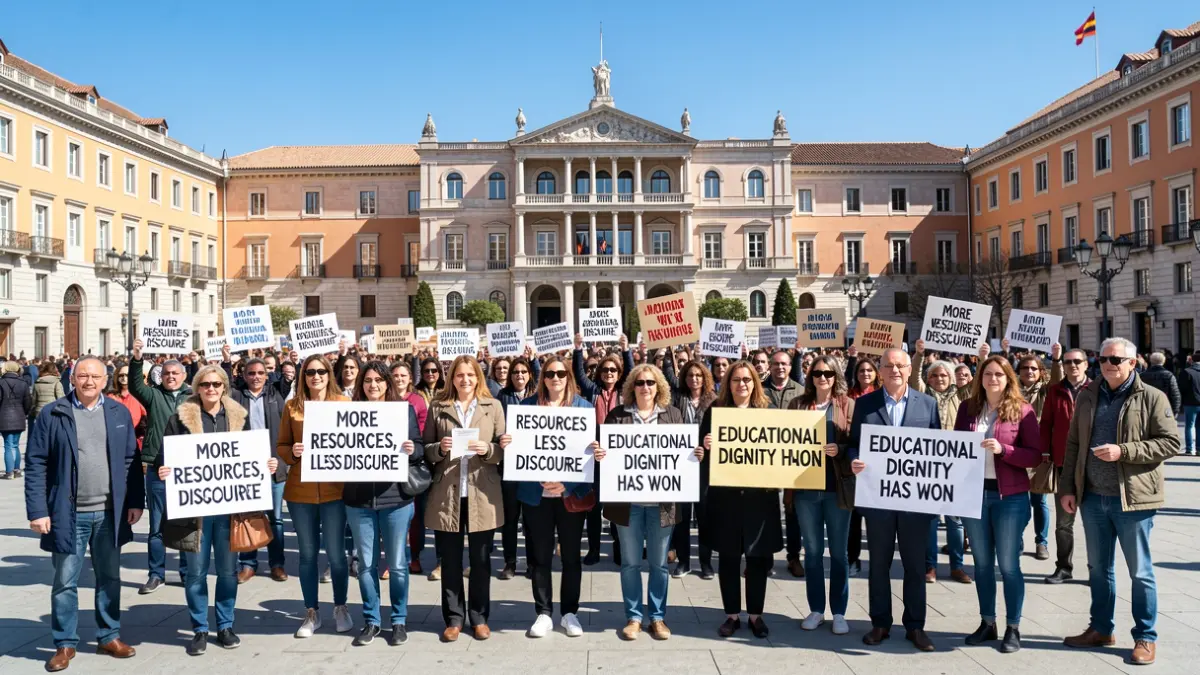 Imatge genèrica de professors manifestant-se davant del Parlament de Catalunya.