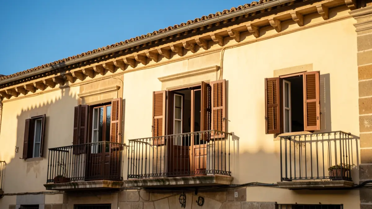 Imatge genèrica de la Casa de la Vila de Valls amb balcons oberts.