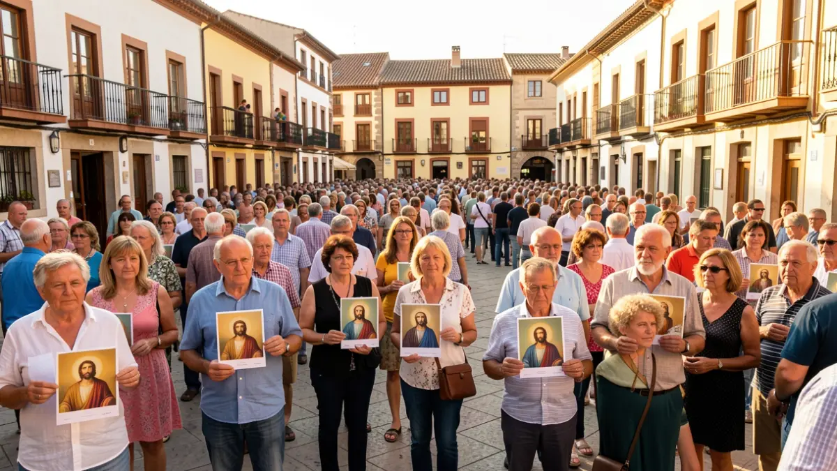 Imatge genèrica d'una plaça de poble català amb gent celebrant una festa.