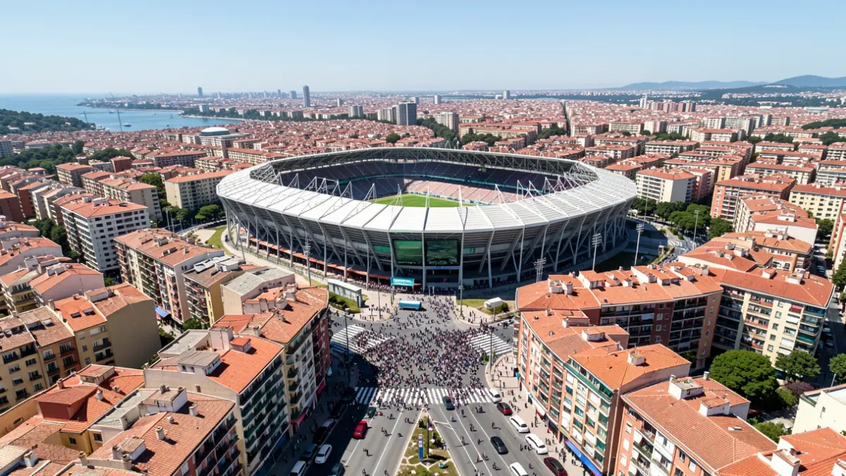 Aerial view of the Spotify Camp Nou and its surroundings.