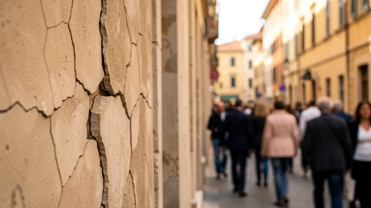 Generic image of cracks on a building facade.