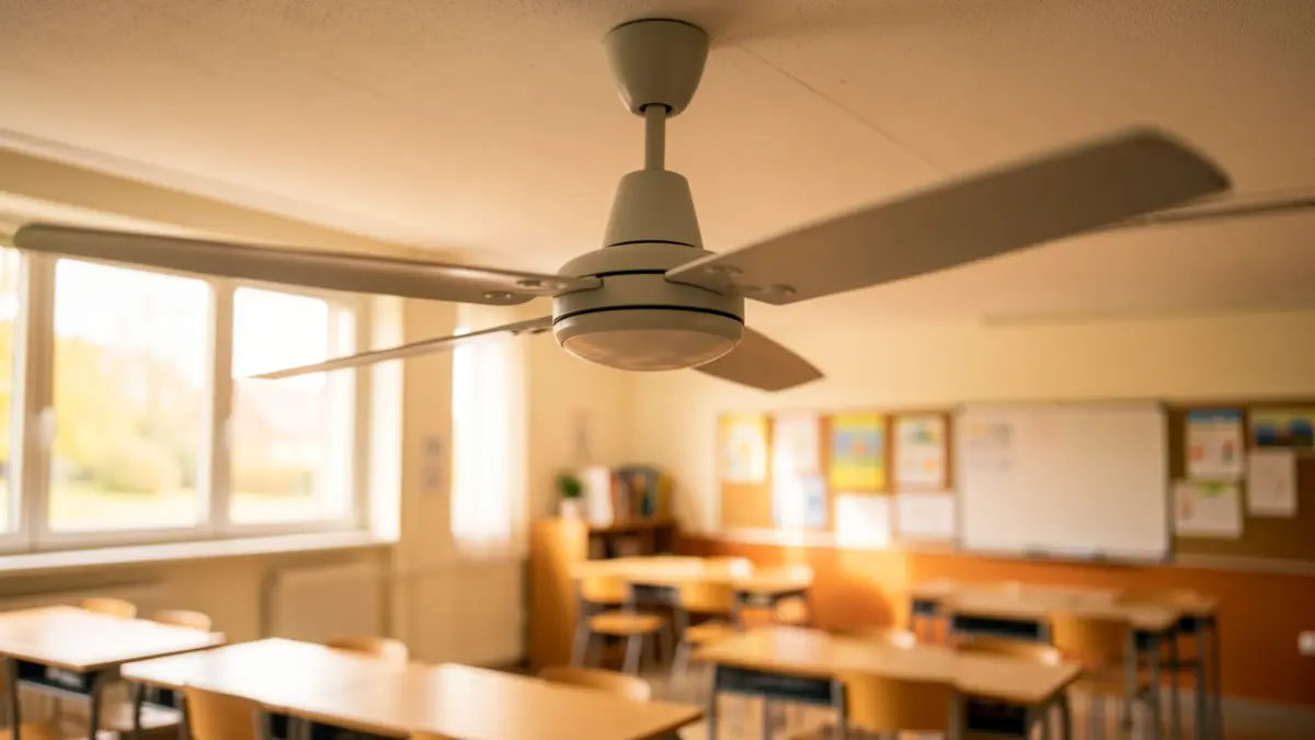 Generic image of a fan in a school classroom.