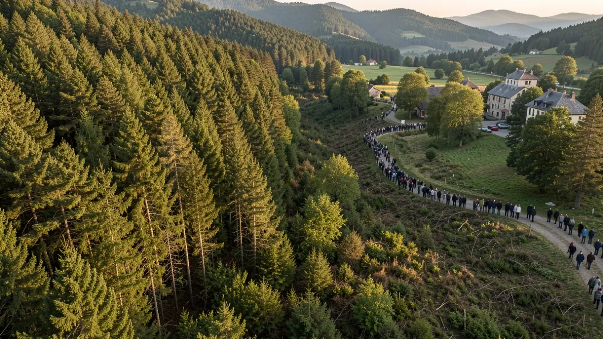 Imatge genèrica de la prevenció d'incendis forestals a prop d'un nucli urbà pirinenc.