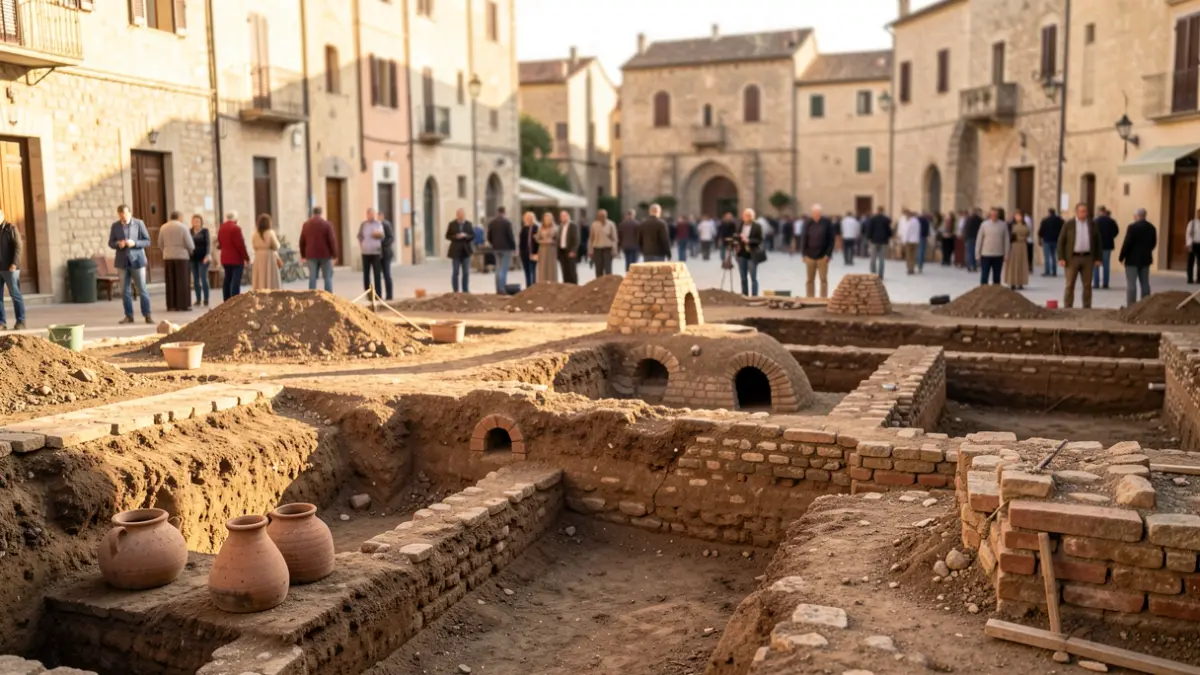 Excavación arqueológica en el patio de las Monjas en La Seu d'Urgell.