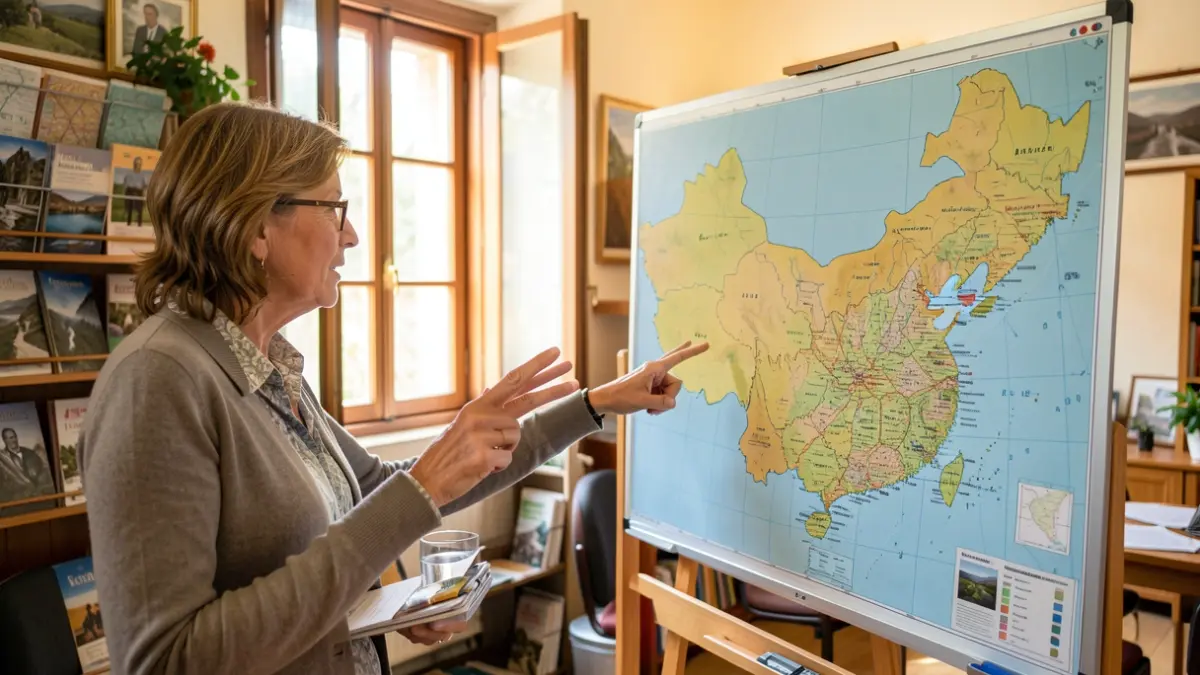 Imatge genèrica d'una agència de viatges amb un mapa de la Xina.