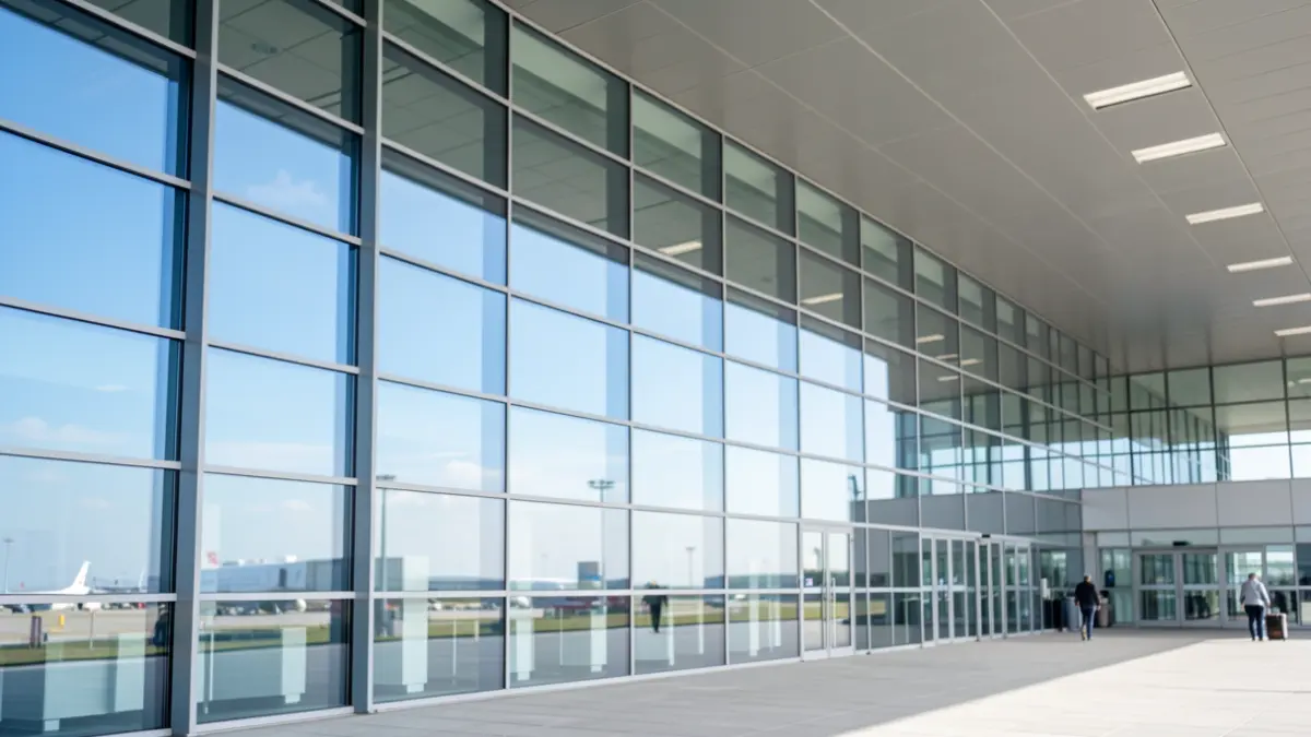 Imatge genèrica de la façana d'una terminal d'aeroport moderna.