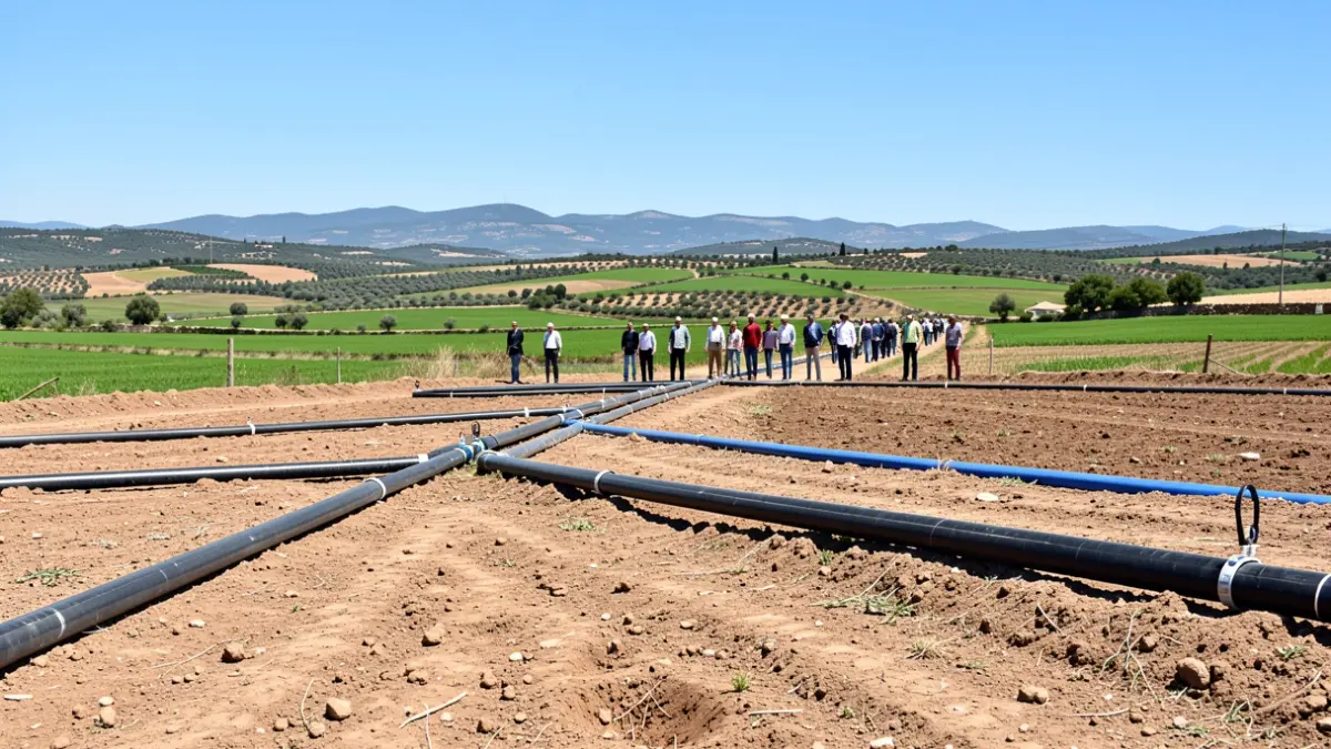 Generic image of irrigation works in a Mediterranean landscape.
