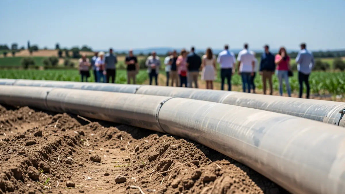 Generic image of irrigation works in a Mediterranean landscape.