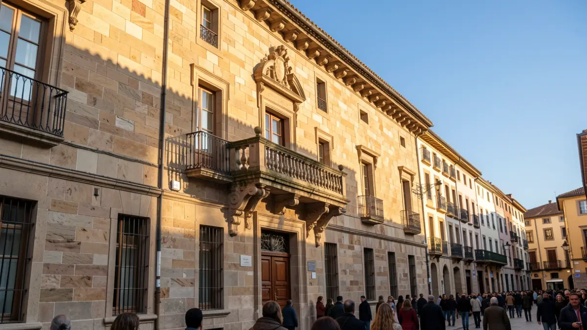 Generic image of a town hall in Catalonia with sun.
