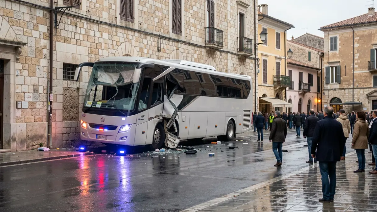 Autobús accidentat contra la façana d'un edifici a Lleida.