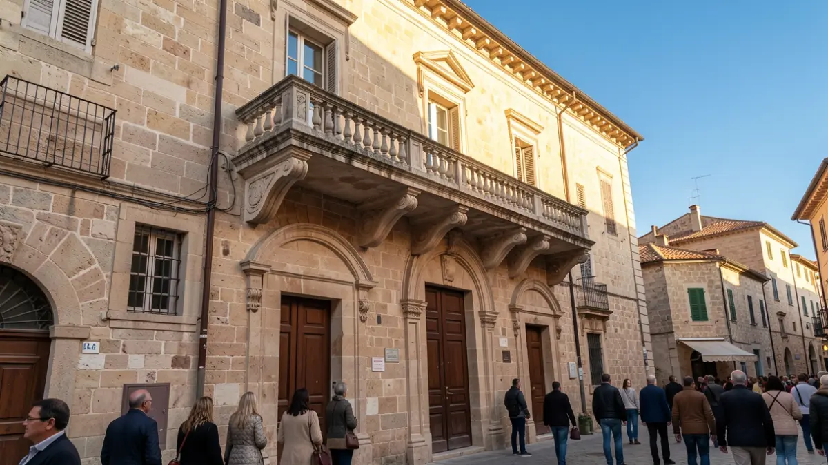 Fachada del ayuntamiento de Balaguer en un día soleado.