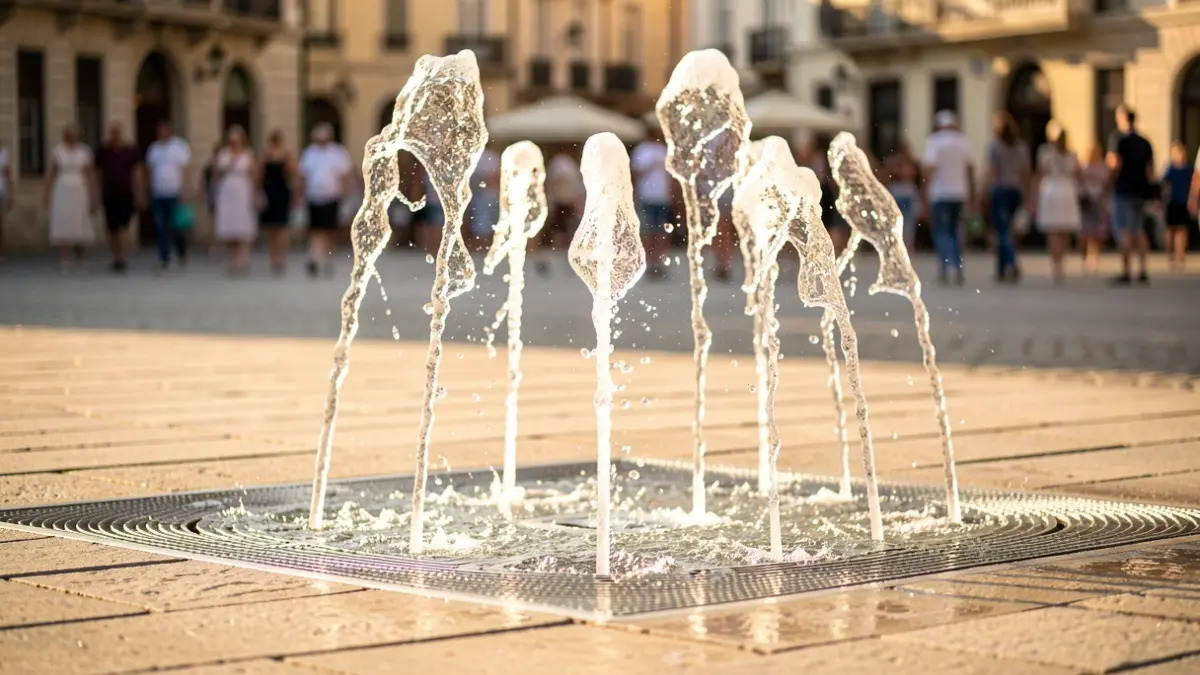 Imatge genèrica d'una zona de jocs d'aigua en un espai públic.