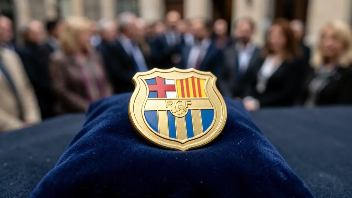 Medalla d'Honor de Barcelona sobre coixí de vellut.