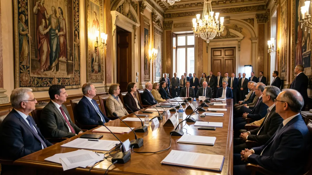 Imatge genèrica de la sala de reunions de l'Ajuntament de Barcelona.