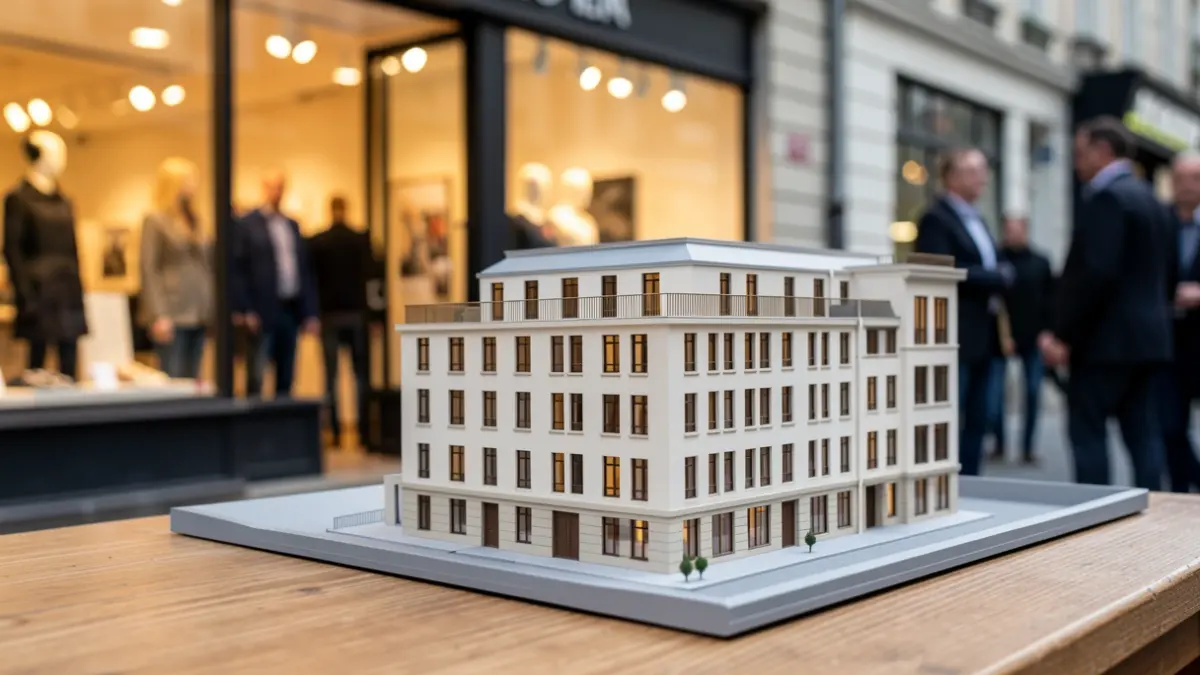 Generic image of an architectural scale model in a shop window.