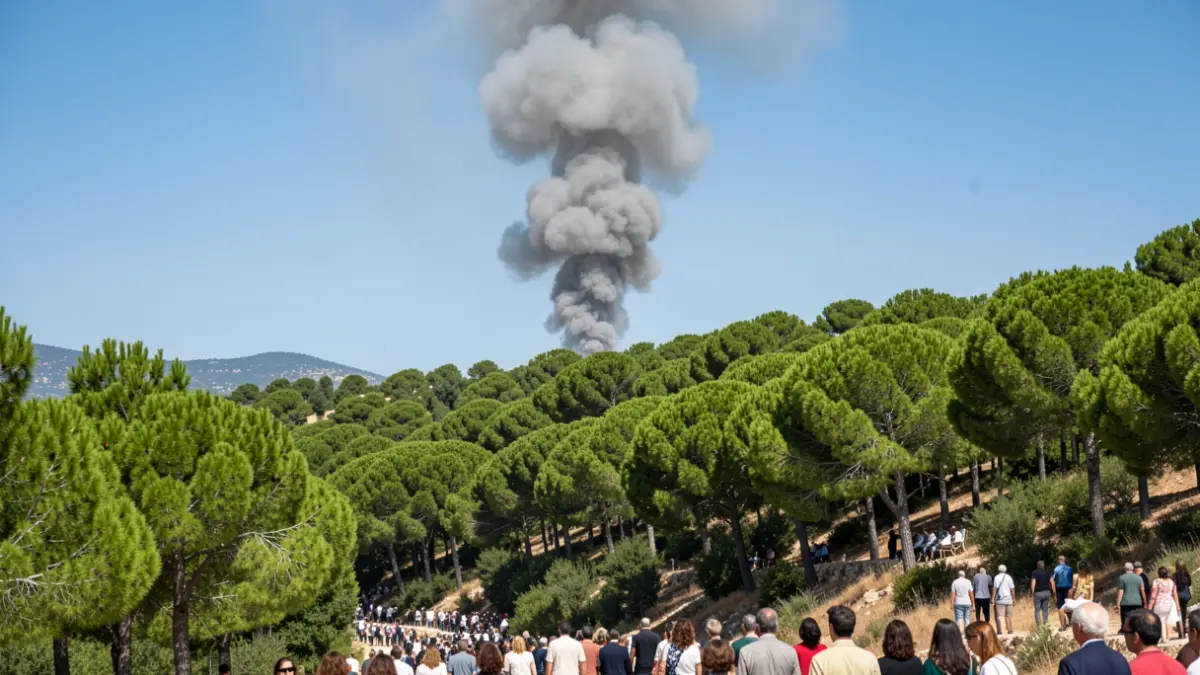 Generic image of a smoke column over a forest.